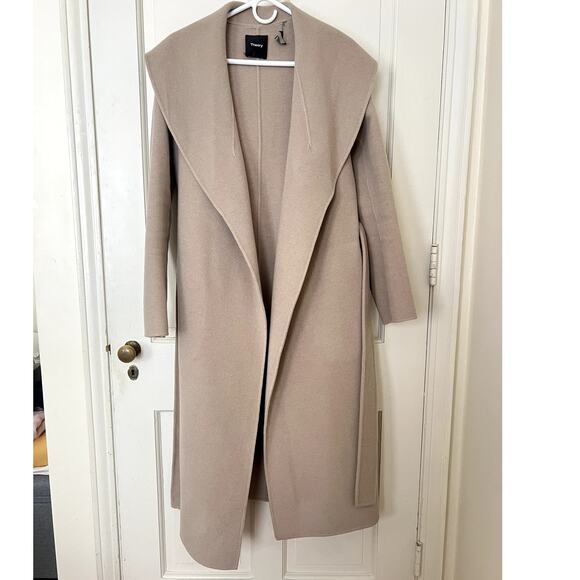 THEORY Shawl Collar Wool & Cashmere Coat Grey Oat - large - Picture 4 of 8